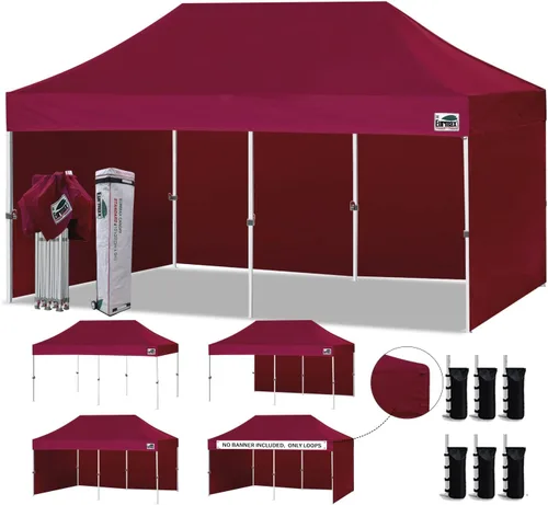 Miniatura 71 de Eurmax Tienda de campaña desplegable de 8 x 8 de Estados Unidos, con bolsa rodante patentada sin puntas, 4 paredes extraíbles con cremallera, toldo