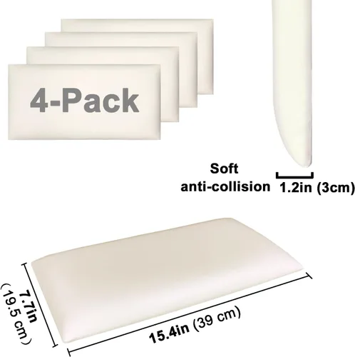 Miniatura 3 de YU LI 3DH 3D Almohadillas de pared anticolisión para niños, autoadhesivas, 4 piezas, paneles de cabecero en negro para pared, cabecero despegar