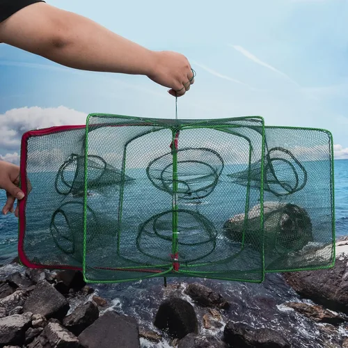 Miniatura 7 de Alwonder Minnow - Trampa para peces de cangrejo, trampa plegable para cangrejos de río con cuerda luminosa y clip de cebo, trampas de cangrejo