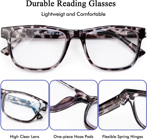 Miniatura 6 de Paquete de 5 lentes de lectura de gran tamaño con bloqueo de luz azul para hombre, cuadrados grandes, para lectores anchos para hombres, cabeza
