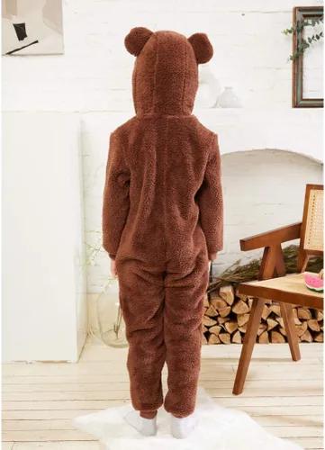 Miniatura 8 de COSUSKET Disfraz de oso marrón de franela de ajuste cómodo para niños, pijamas de animal para niños y niñas, regalos