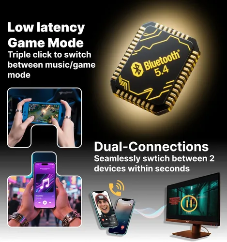 Miniatura 8 de Hmusic H23 Jobsite - Auriculares inalámbricos con reducción de ruido de 30 dB, impermeable IP67, batería de 80 horas, micrófono con cancelación