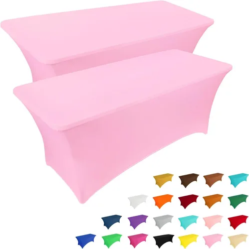 Miniatura 20 de IVAPUPU Paquete de 2 Manteles de Mesa de 6 Pies para Mesa Rectangular Ajustados para Eventos Elásticos Azul Niebla Cubiertas de Mesa Lavables Azul