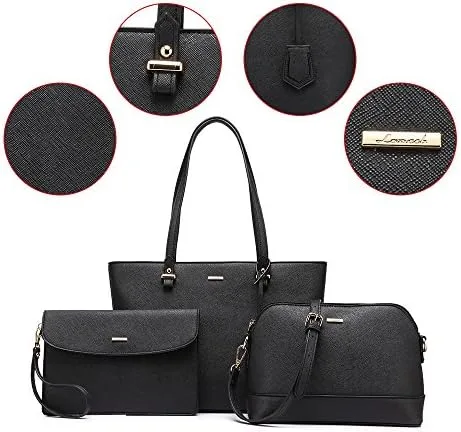 Miniatura 9 de Juego de 3 bolsas de mano para mujeres bolsa tipo tote para llevar colgada del hombro, bolso satchel y bolso hobo