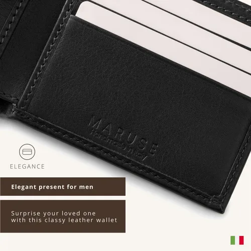 Miniatura 5 de Maruse Billetera plegable delgada de cuero cartera minimalista para hombres, Negro -, Minimalista