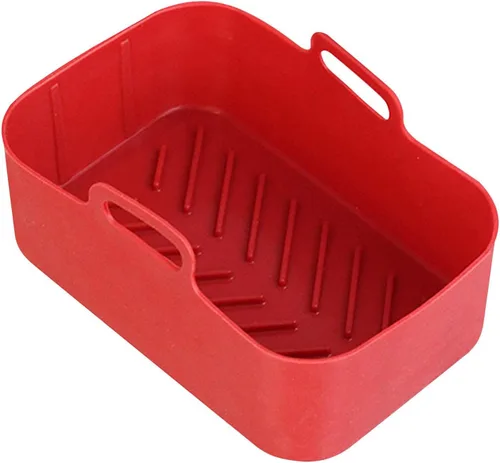 Miniatura 11 de Olla de silicona para freidora de aire Cesta rectangular reutilizable para freidora de aire, olla para hornear de alta temperatura, sartén