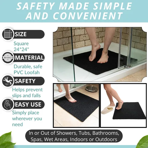 Miniatura 3 de ENKOSI - Alfombrilla de ducha de loofah antideslizante - Alfombrilla de baño antideslizante para duchas interiores, bañera, baño - PVC de secado