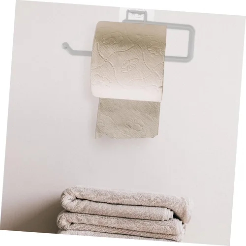 Miniatura 4 de Housoutil 1 soporte para rollo de papel higiénico mate funcional sobre el tanque, estante de papel para baño, sin perforaciones, elegante soporte