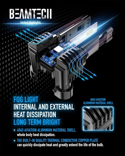 Miniatura 6 de BEAMTECH Bombilla 9005, luz antiniebla sin ventilador en línea, 6500 K, color blanco, paquete de 2
