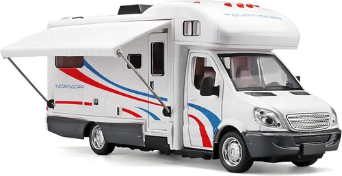 Miniatura 8 de Juguetes de autocaravanas para niños, autocaravana de juguete de metal fundido a presión con luz y sonido, edades 3-8 (Azul)