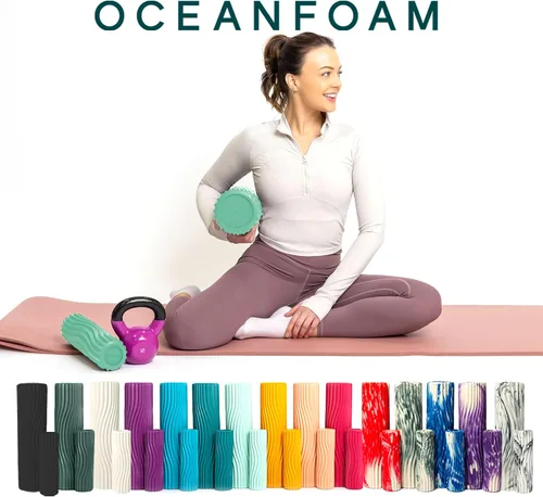 Miniatura 9 de Oceanfoam Ripple - Rodillo de espuma de viaje (11" x 3.35") Mini rodillo de espuma firme para terapia física, masaje de tejido profundo, dolor