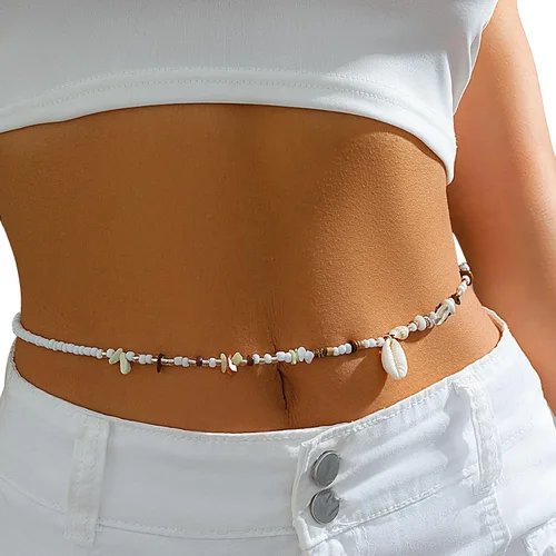 Miniatura 7 de Boho Shell colgante cintura cadena joyería bikini semillas colorido vientre cuerpo cadena verano playa cuentas cintura cuerpo joyería para mujer