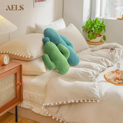 Miniatura 6 de AELS Juego de 2 almohadas decorativas de cactus, juego de almohada de felpa de cactus a rayas de pana de 22 y 14 pulgadas, almohada para siesta