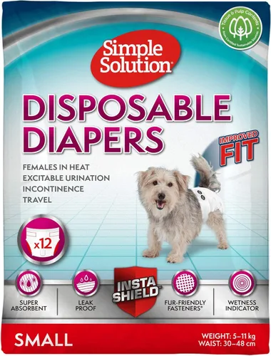 Simple Solution Pañales para perros desechables, 12 unidades, S