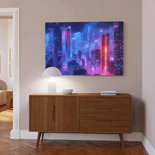 Miniatura 6 de ZMLIS Dreamy Neon Cyberpunk Poster, Retro Futuristic Wall Art Print, Niche Urban Night City Home Decor Canvas Poster Bedroom Decor Sports Landscape