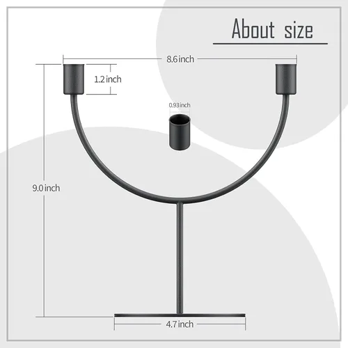 Miniatura 2 de smtyle Portavelas de metal de hierro negro para velas cónicas, juego de 2 con hierro, 0.9 pulgadas de diámetro, ideal para decoración de chimeneas