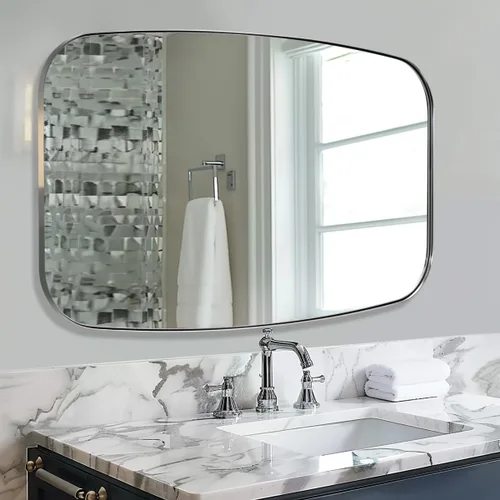 Miniatura 32 de ANDY STAR - Espejos ovalados negros para baño, espejo grande de 24x36 pulgadas con marco de metal negro mate oblongo para pared, espejo moderno