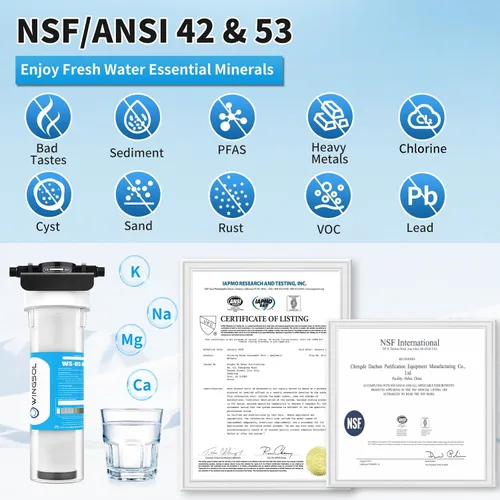 Miniatura 8 de WINGSOL WINGSOL Filtro de agua alcalina para debajo del fregadero, mejora el pH y el sabor, función 5-en-1 reduce metales pesados, cloro, PFAS