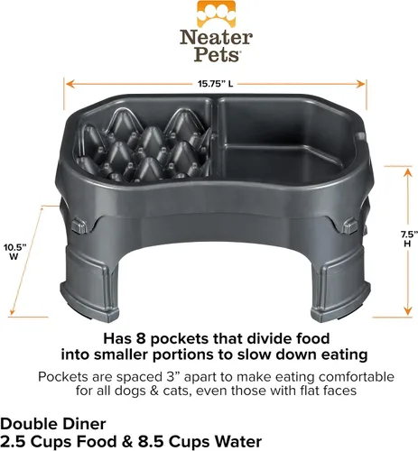 Miniatura 7 de Neater Pet Brands Comedero elevado para alimentación lenta más ordenada Cuenco elevado para alimentos para perro con altura ajustable