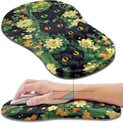 Miniatura 7 de Hokafenle Alfombrilla de ratón ergonómica con soporte para muñeca, alfombrilla con reposamuñecas para alivio del dolor del túnel carpiano