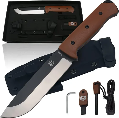 Miniatura 11 de Holtzman's Gorilla Survival Bushwhacker Cuchillo de hoja fija con arrancador de fuego, raspador G10 y Paracord (negro) - Ideal para acampar y Negro
