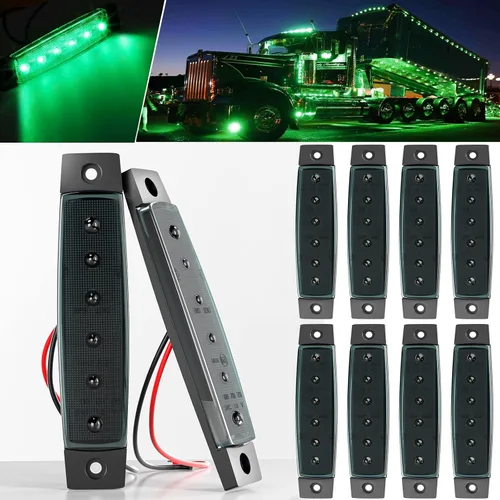 Miniatura 14 de BJZ luces LED para remolque verdes, 6 luces LED, barra de luz de señal de giro, indicador de luz de 3.8" para parte delantera y trasera