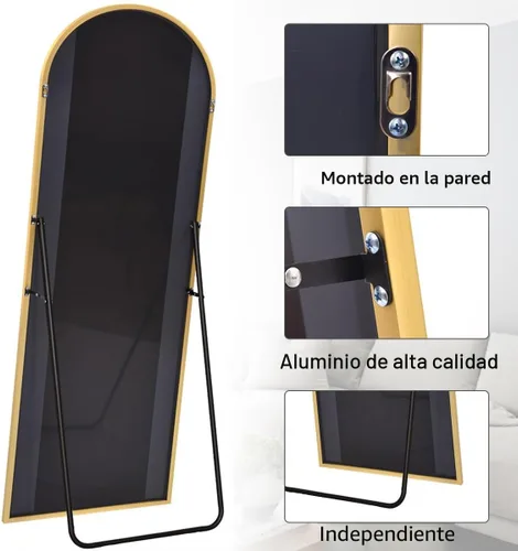 Miniatura 6 de Espejo de Cuerpo Completo, 71"x26" Espejo Arqueado de Cuerpo Completo, Espejo de Arco con Soporte, Espejos de Pie Grandes, Espejos de Cuerpo Dorado