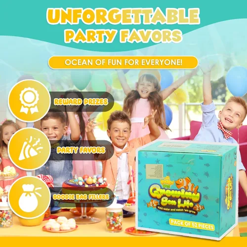 Miniatura 4 de IPIDIPI TOYS Juguetes acuáticos de criaturas marinas en crecimiento para niños – Paquete de 52 juguetes con temática marina para calcetines