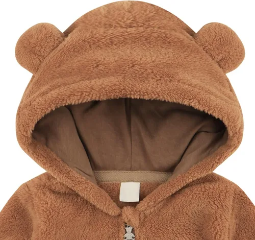 Miniatura 2 de Ropa de bebé recién nacido, chaqueta de forro polar, ropa neutra con capucha de invierno