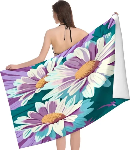 Miniatura 19 de Toalla de playa y piscina, toalla de playa grande suave y absorbente para natación, deportes, playa, gimnasio, 32 x 52 pulgadas
