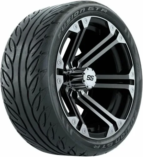 Miniatura 7 de GTW Combo de ruedas y neumáticos para carrito de golf de 14 pulgadas GTW Specter Ruedas cromadas en neumáticos radiales Fusion GTR 205/40-R14