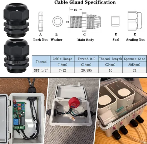 Miniatura 6 de Zulkit Caja de conexiones ABS de plástico a prueba de polvo e impermeable IP65 Cajas eléctricas universales con carcasa de proyecto para exteriores