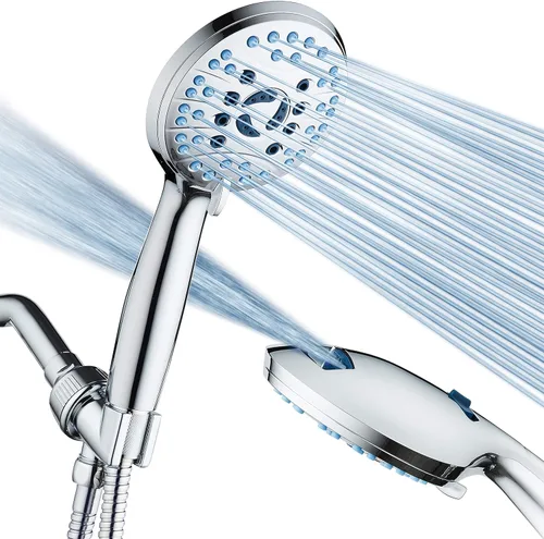 Miniatura 10 de Hotel Spa AquaCare Cabezal de regadera de mano de alta presión de 8 modos – Boquillas antiobstrucción, lavado a máquina integrado para limpiar