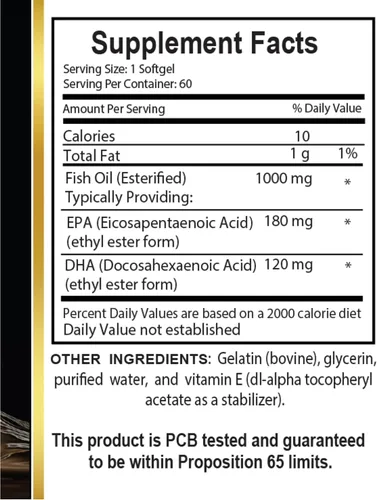 Miniatura 4 de Aceite de pescado Omega 3 - Excelente fuente de ácidos grasos omega-3 EPA y DHA, suplemento de aceite de pescado Omega 3 de triple fuerza, 1 botella