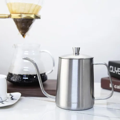 Miniatura 5 de Easyworkz Gage - Hervidor de café de cuello de cisne para verter sobre 20 onzas con termómetro de acero inoxidable con boquilla larga y estrecha