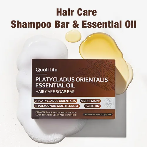 Miniatura 5 de Barra de champú con aceite esencial de hierbas para el crecimiento del cabello, fortalecimiento y voluminización, jabón orgánico con aceite