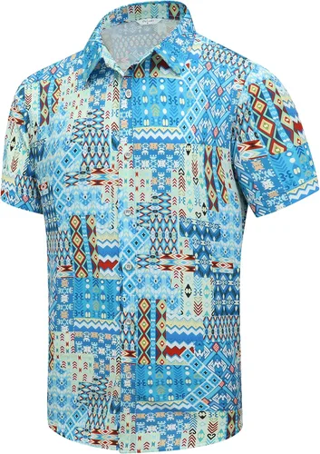 Miniatura 19 de SheLucki - Camisa hawaiana para hombre, unisex, de manga corta, con botones, para la playa y el verano, ropa casual estampada con sombra de palmas