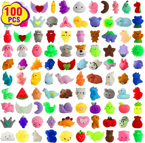 100 piezas de juguetes esponjosos Kawaii para niños de 4-8-12 años, juguetes esponjosos Mochi para niños, juguetes para caja del tesoro para premios