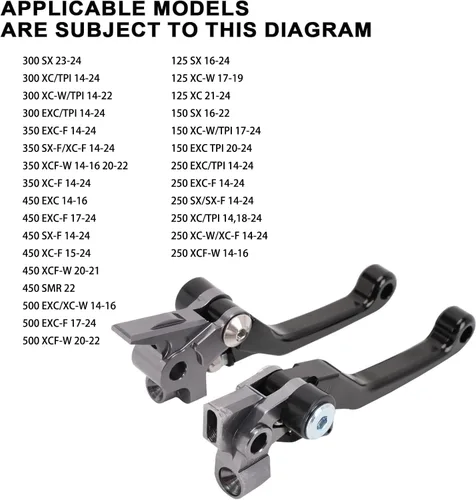 Miniatura 2 de JFG RACING Palancas de embrague y freno plegables para moto de tierra, palancas de embrague desmontables para 125 150 250 300 350 450 500 SX XC EXC
