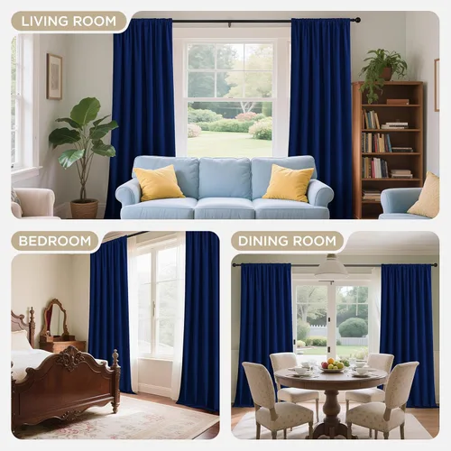 Miniatura 8 de Joydeco - Cortinas opacas 100% azul rey, 84 pulgadas, 2 paneles, cortinas de terciopelo azul rey de lujo para dormitorio y sala de estar, cortinas