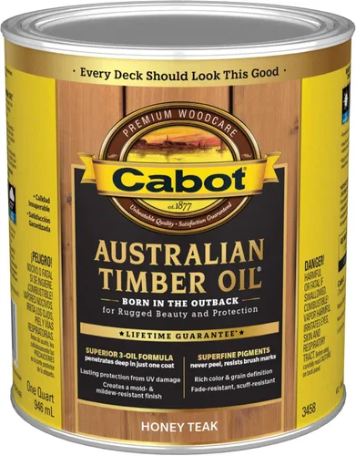 Cabot Aceite de madera australiana para manchas y protector de madera, teca miel, 1 cuarto de galón