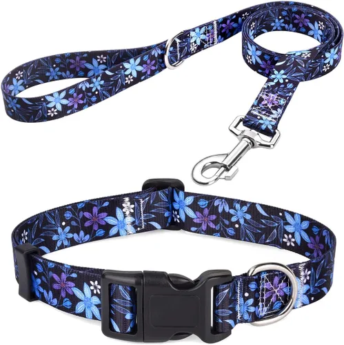 Miniatura 8 de Mihqy - Collar de perro, patrones geométricos florales, tribales, bohemios, collar de estilo étnico, suave y ajustable, para perros pequeños, Pink