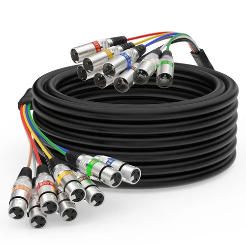 Miniatura 11 de EBXYA Cables XLR Snake de 4 canales, 4 cables XLR de color macho a hembra, para grabación en vivo, estudios, 3 pies
