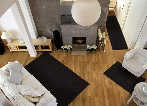 Miniatura 195 de Garland Rug Sparta - Alfombra antideslizante de polipropileno de 2 pies x 12 pies, color negro, ideal para salas de estar y pasillos, elegante