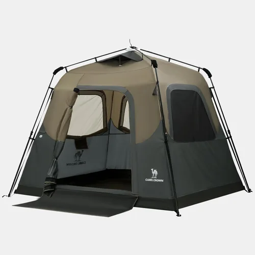 CAMEL CROWN 4/6 Person Instant Cabin Tent, Pop Up Windproof Tents for Camping, 60-Second Setup Family Tent with Carry Bag for Outdoor Hiking Marrón
