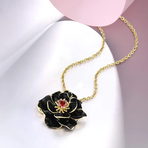 Miniatura 3 de Santuzza Colgante de flor esmaltada hecha a mano de plata de ley 925 para mujer