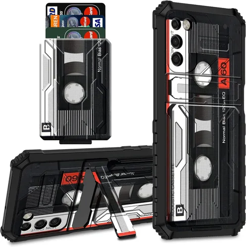 Miniatura 24 de Funda tipo cartera para Samsung Galaxy S22 Ultra con soporte para tarjeta de crédito y soporte de doble capa de policarbonato duro de PC suave TPU a