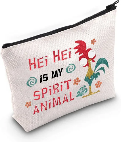 Miniatura 7 de LEVLO Bolsa de maquillaje cosmética de pollo Hei para amantes del pollo, regalo Hei Is My Spirit Animal Maquillaje con cremallera, Hei Hei Completo