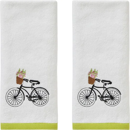 SKL Home de Saturday Knight Ltd. Cesta de flores toalla de mano para bicicleta (paquete de 2), color blanco Bicicleta de cesta de flores