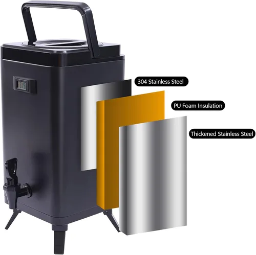 Miniatura 4 de Dispensador de bebidas aislado de acero inoxidable 304, dispensador térmico de bebidas frías y calientes, dispensador de bebidas de 12 litros/3.17